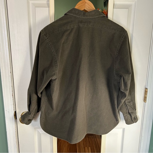 L.L. Bean Cabincore Olive Green Chamois Cloth Shirt | Women’s XL (Tag 14) - Picture 2 of 11